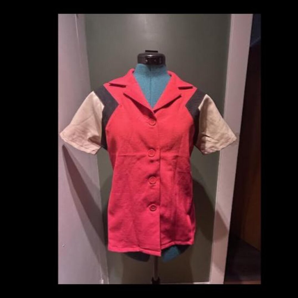 Astro Bettie Retro Rockabilly Bowling Style Button-Up Shirt – Size L